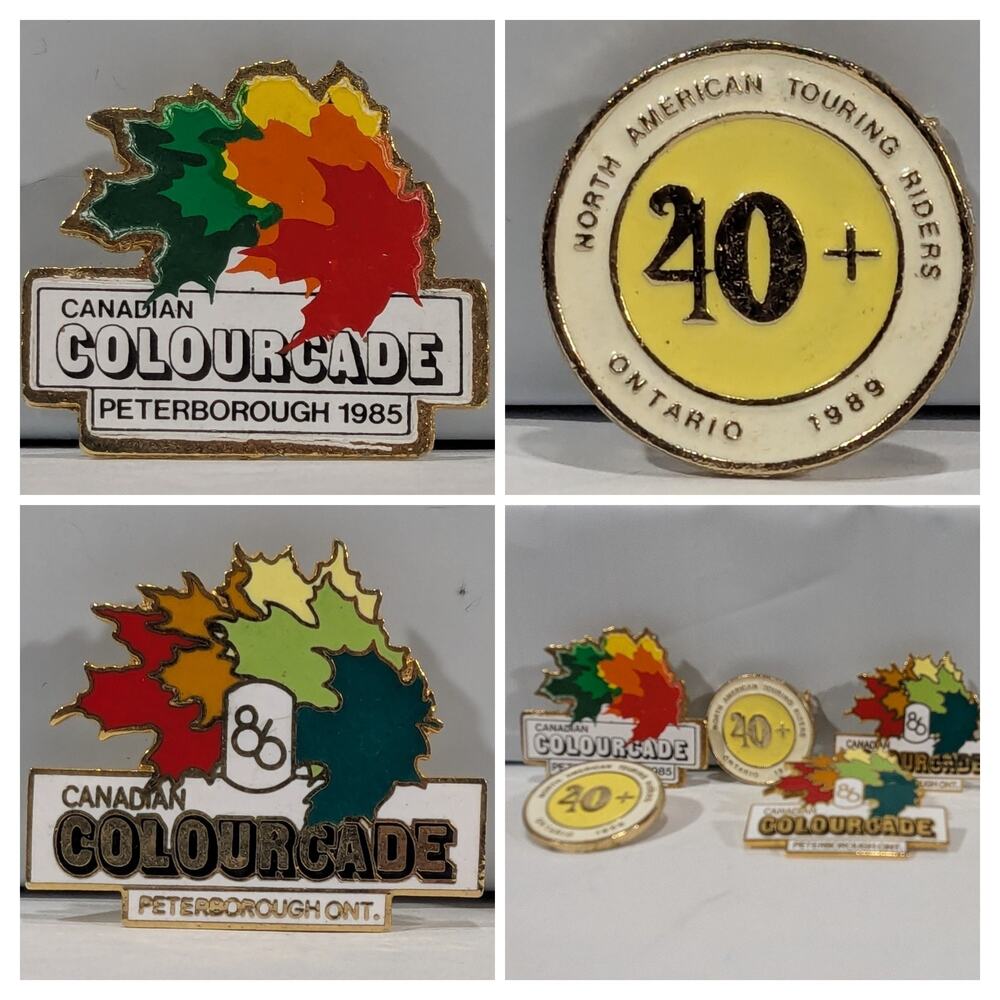Colourcade biker lapel pin Ontario Canada 80's touring lot of 5 vintage pins